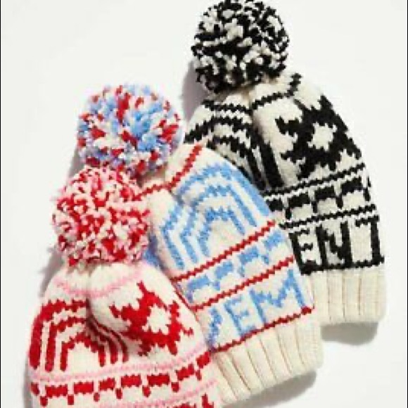 New! Free People-Crystal Skies Beanie In Red/ Pink - Picture 2 of 4